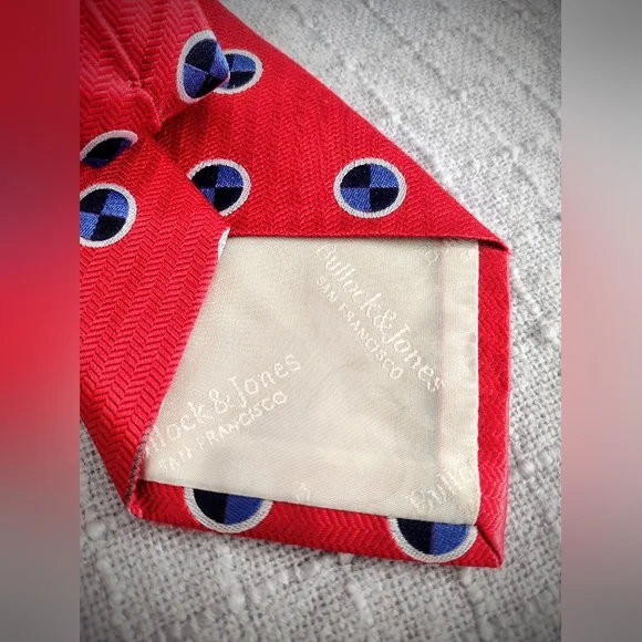 Like New Vintage 90's Bullock & Jones San Fran. Red Necktie Perfect Condition - Picture 6 of 6